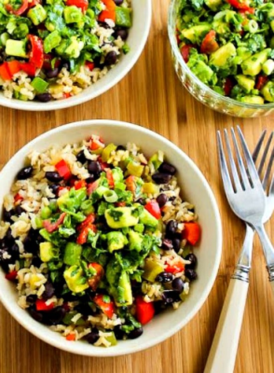 Slow Cooker Vegan Brown Rice Mexican Bowls from Kalyn's Kitchen