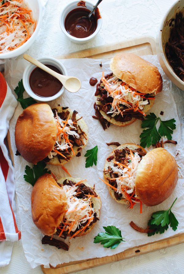 Slow Cooker BBQ Pulled Pork Sandwiches from Bev Cooks