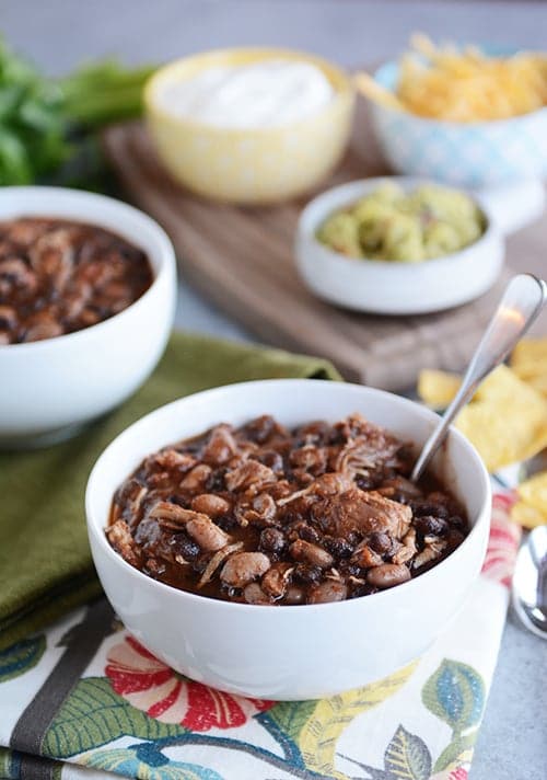 Pressure Cooker Chicken and Black Bean Chili from Mel's Kitchen Cafe