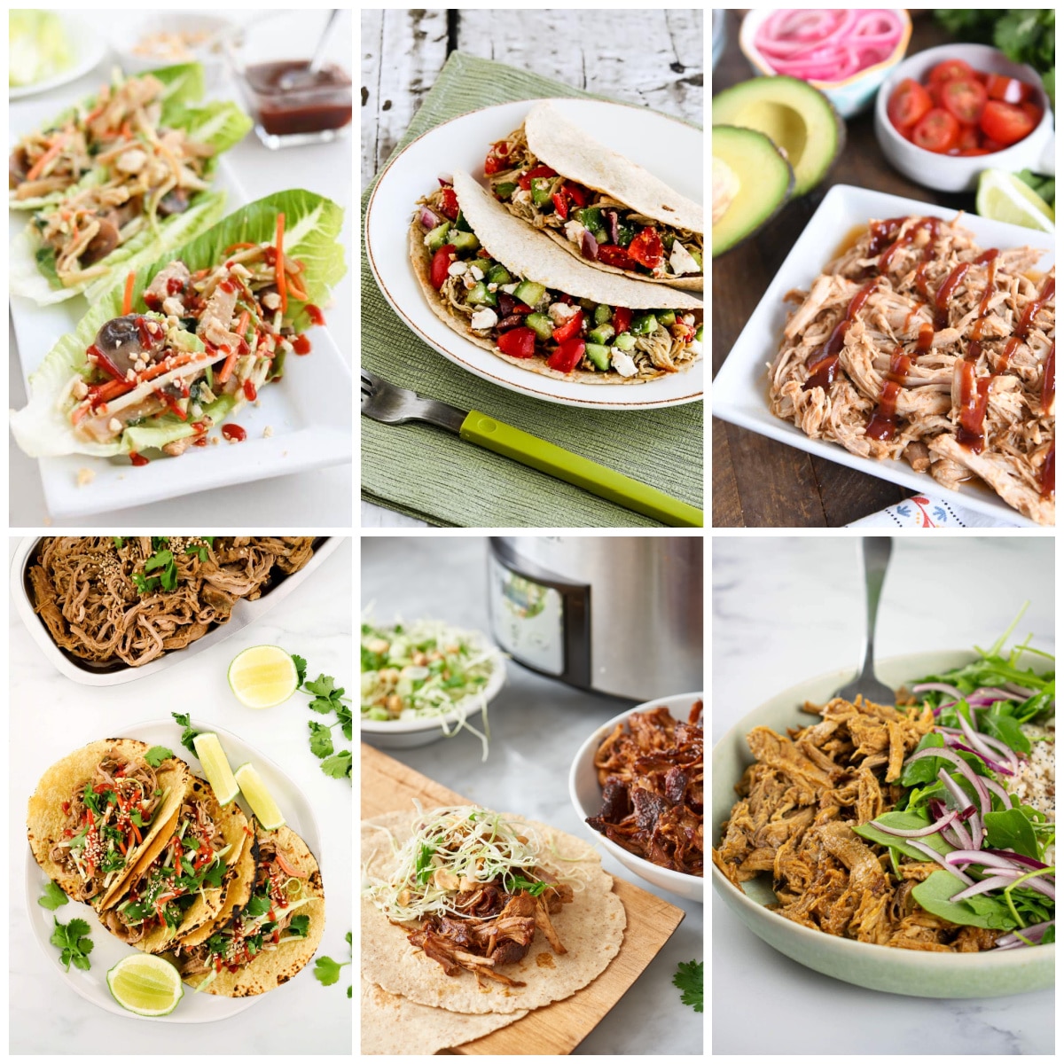 Slow Cooker or Instant Pot Pork Lettuce Wraps or Tacos top photo collage