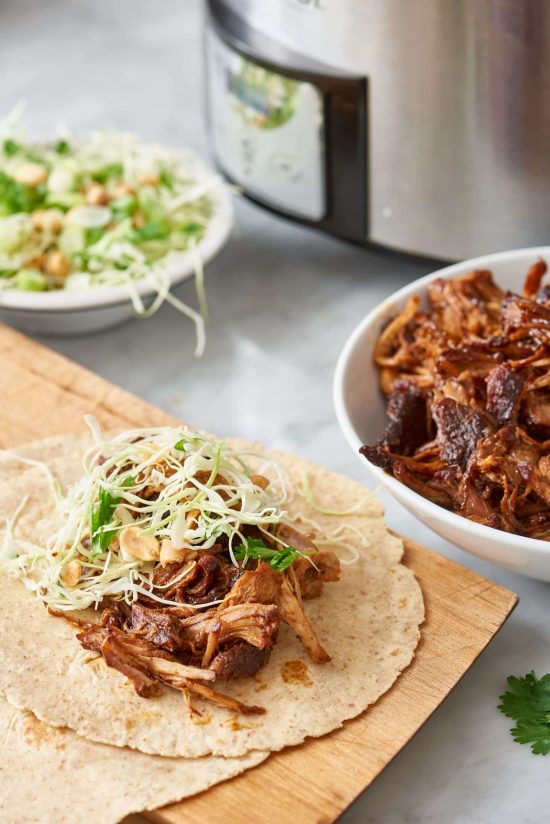 Slow-Cooked Hoisin and Ginger Pork Wraps with Peanut Slaw from The Kitchn