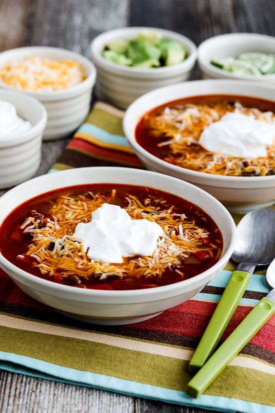 Instant Pot (or Stovetop) Low-Carb Taco Soup from Kalyn's Kitchen