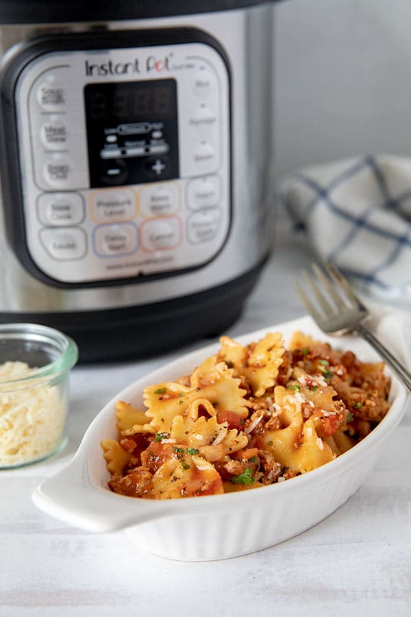 Pressure Cooker Bow Tie Pasta from Pressure Cooking Today