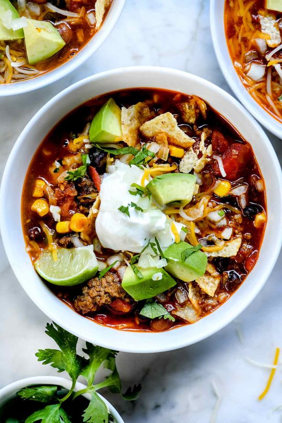 Easy Taco Soup from FoodieCrush