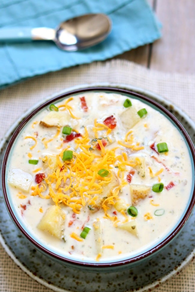 Slow Cooker Sour Cream Potato Bacon Soup from 365 Days of Slow + Pressure Cooking