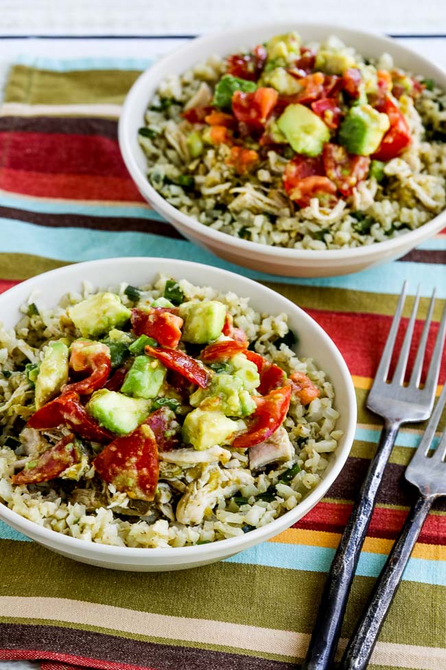 Green Chile Chicken Burrito Bowl from Kalyn's Kitchen