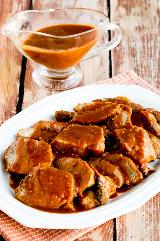 Instant Pot (or Slow Cooker) Pork Roast with Spicy Peanut Sauce from Kalyn's Kitchen