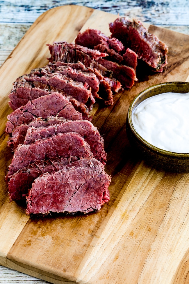 Instant Pot Corned Beef with Creamy Horseradish Sauce from Kalyn's Kitchen