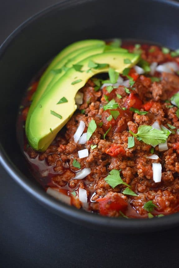 The Best Low-Carb and Keto Instant Pot Chili Recipes featured on Slow Cooker or Pressure Cooker at SlowCookerFromScratch.com