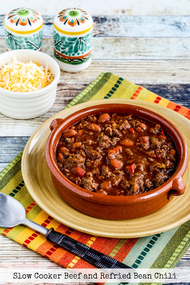 Slow Cooker Beef and Refried Bean Chili from Kalyn's Kitchen
