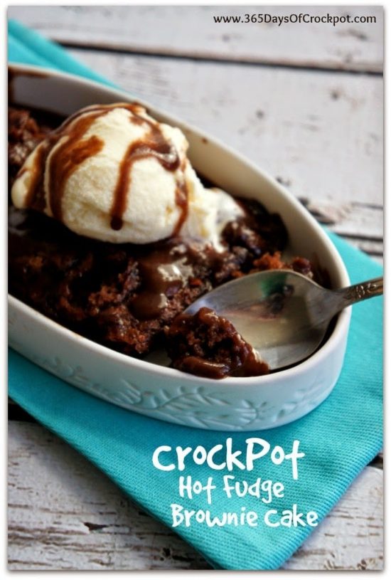 Crock Pot Hot Fudge Brownie Cake from 365 Days of Slow + Pressure Cooking