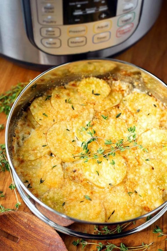 The BEST Instant Pot or Slow Cooker Scalloped Potatoes featured on Slow Cooker or Pressure Cooker at SlowCookerFromScratch.com