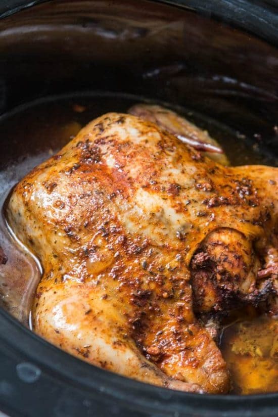 Tender CrockPot Whole Chicken from Oh Sweet Basil