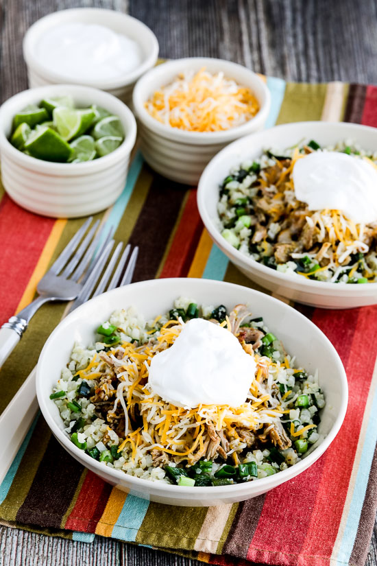 Instant Pot Low-Carb Green Chile Pork Taco Bowl from Kalyn's Kitchen