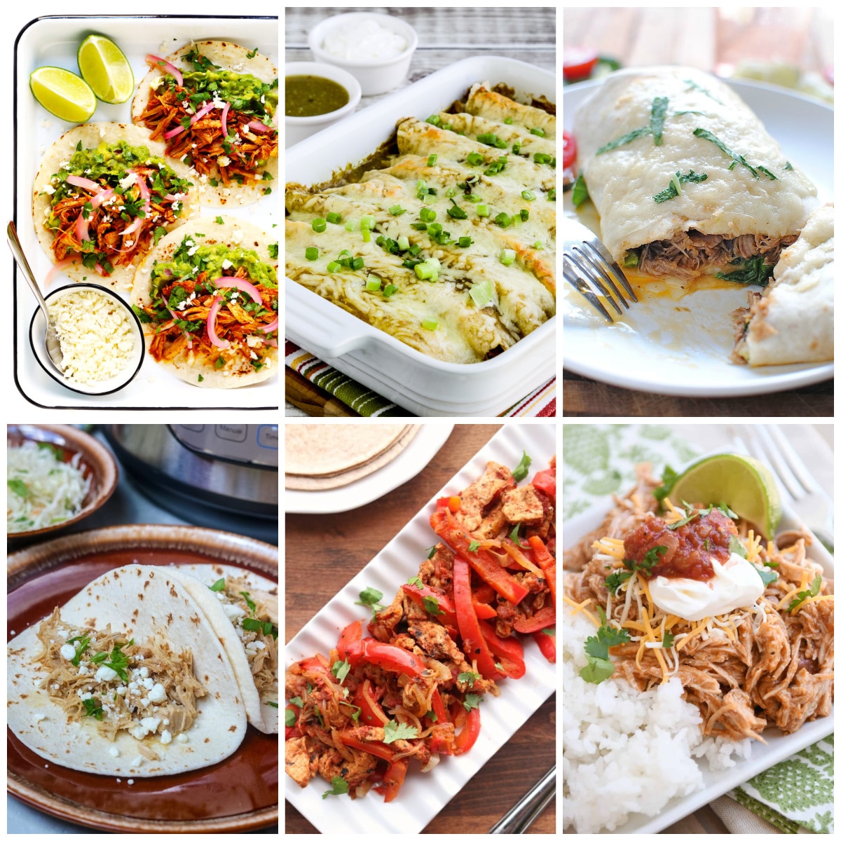 Instant Pot or Slow Cooker Mexican Pork Dinners collage photo of featured recipes