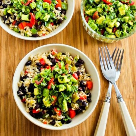 Slow Cooker Brown Rice Mexican Bowls from Kalyn's Kitchen