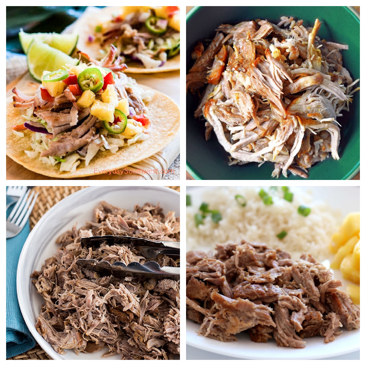Slow Cooker or Instant Pot Kalua Pork Recipes collage of featured recipes