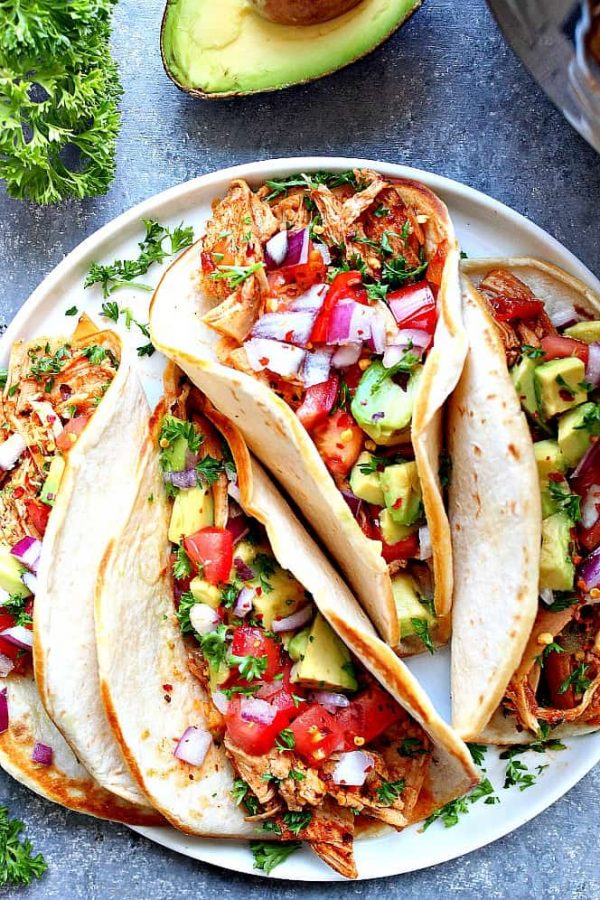 Instant Pot Chicken Tacos Recipe from Crunchy Creamy Sweet