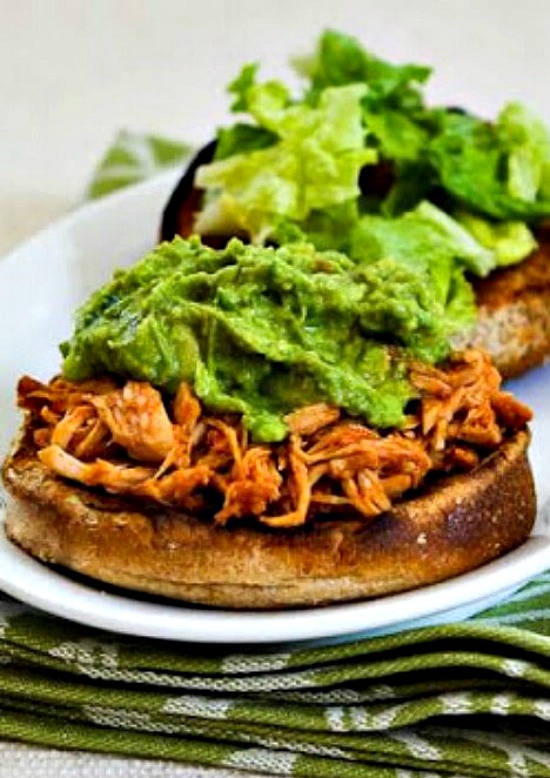 Slow Cooker Sriracha-Pineapple Barbecued Chicken Sandwiches from Kalyn's Kitchen