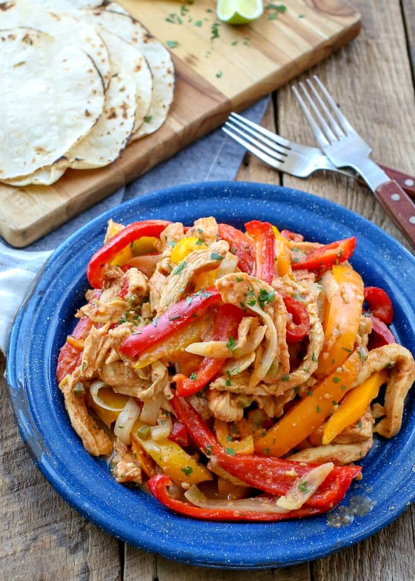 Crockpot Chicken Fajitas from Barefeet in the Kitchen