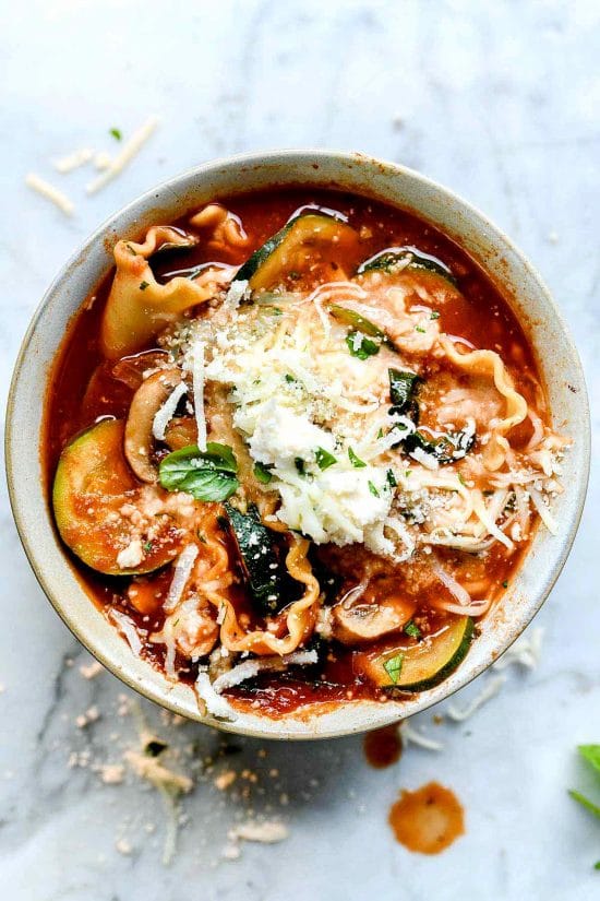 Vegetarian CrockPot Lasagna Soup From Foodie Crush