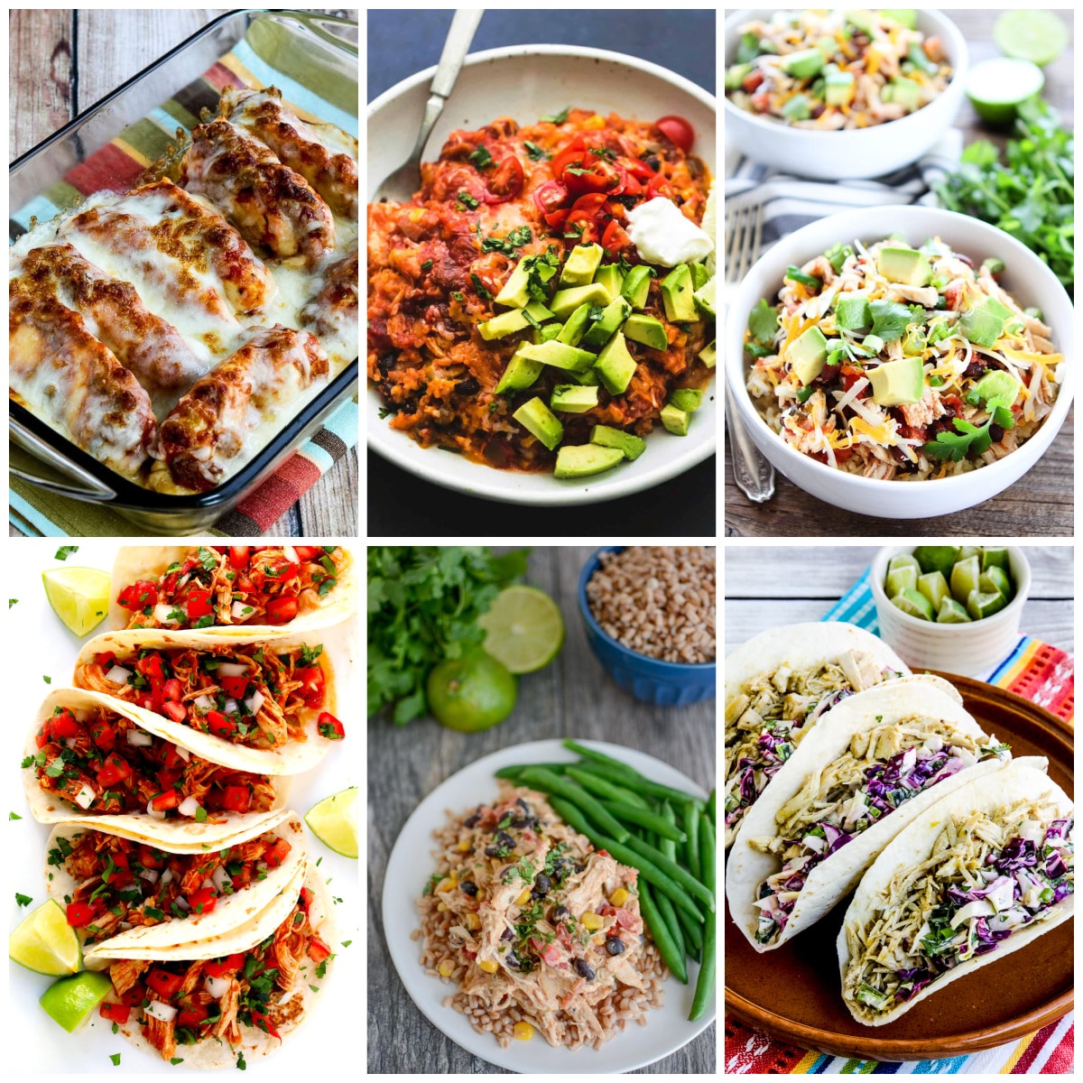 Slow Cooker or Instant Pot Mexican Chicken Recipes collage of featured recipes