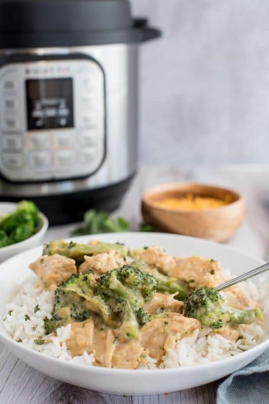 Pressure Cooker Creamy Chicken and Broccoli over Rice from Pressure Cooking Today