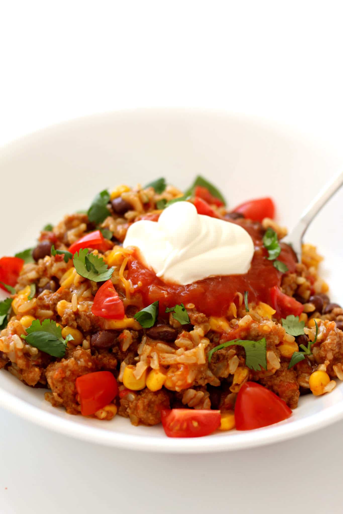 Instant Pot Cheesy Beef Burrito Bowls from 365 Days of Slow + Pressure Cooking