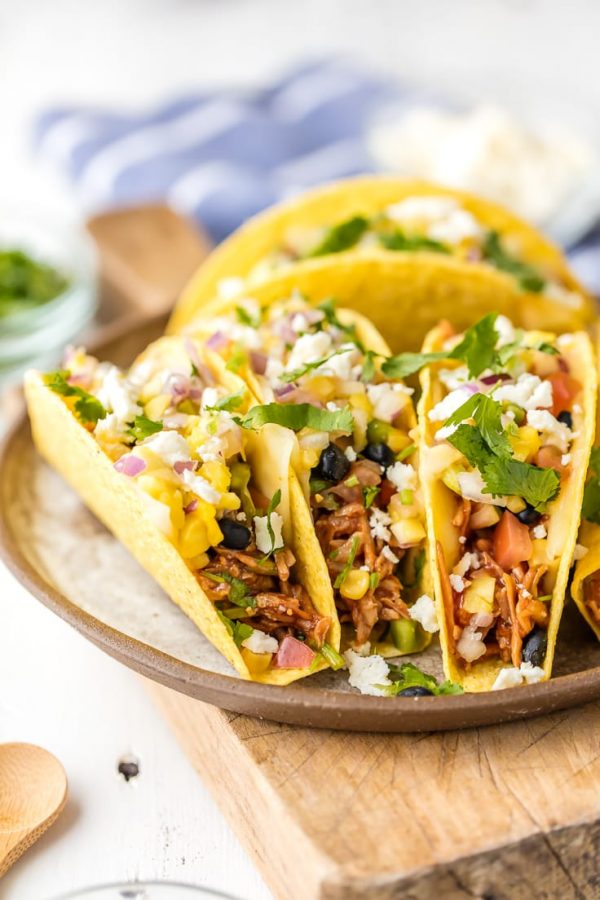 Slow Cooker Honey BBQ Chicken Tacos from The Cookie Rookie 