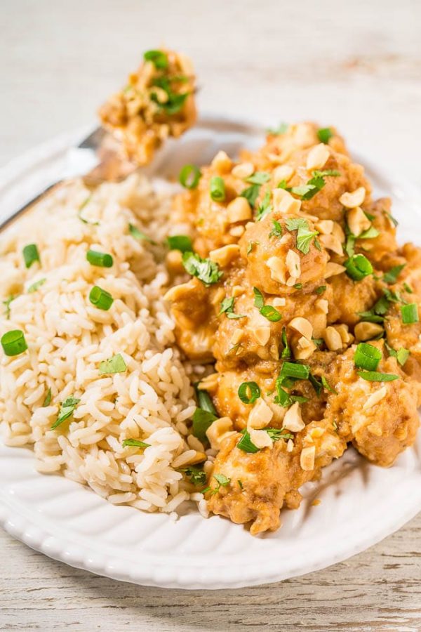Slow Cooker Thai Peanut Chicken from Averie Cooks