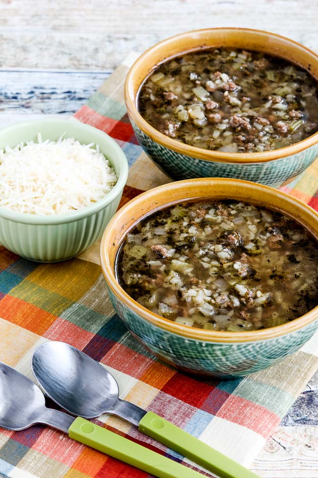 Instant Pot Low-Carb Ground Beef Cauliflower Soup from Kalyn's Kitchen