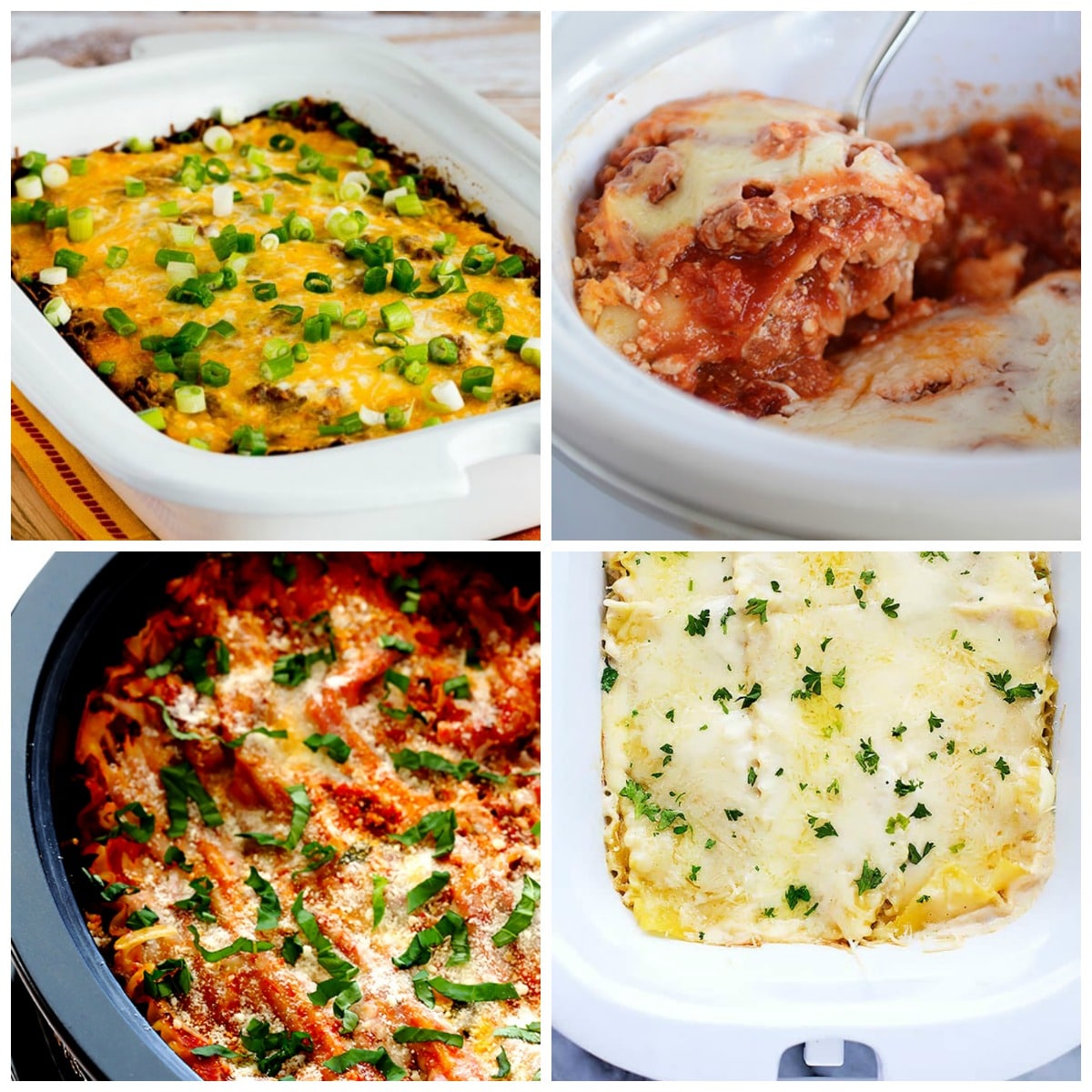 Slow Cooker Lasagna Recipes top photo collage