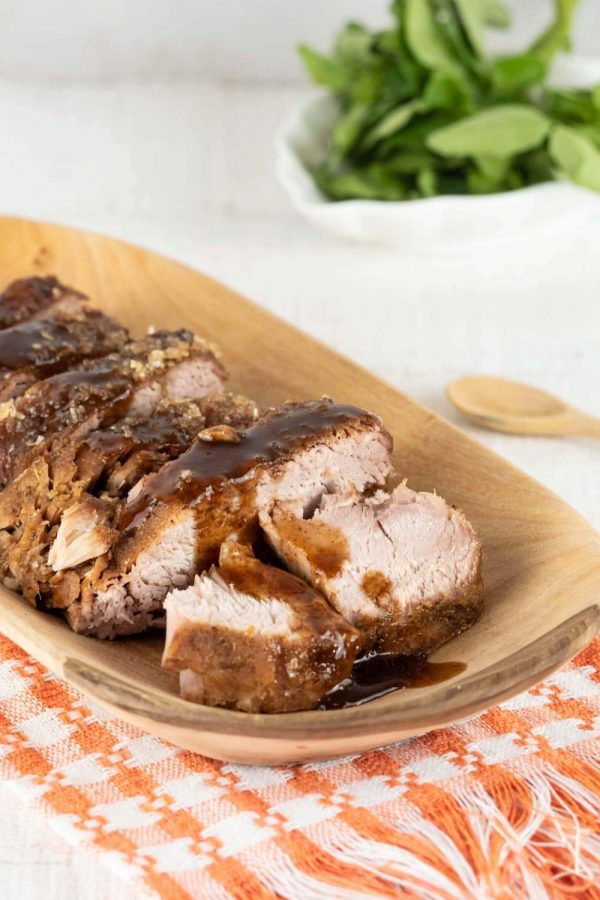 Slow Cooker Balsamic Brown Sugar Pork Tenderloin from Slender Kitchen