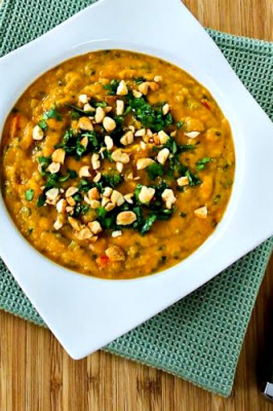 Slow Cooker Thai-Inspired Butternut Squash and Peanut Soup from Kalyn's Kitchen