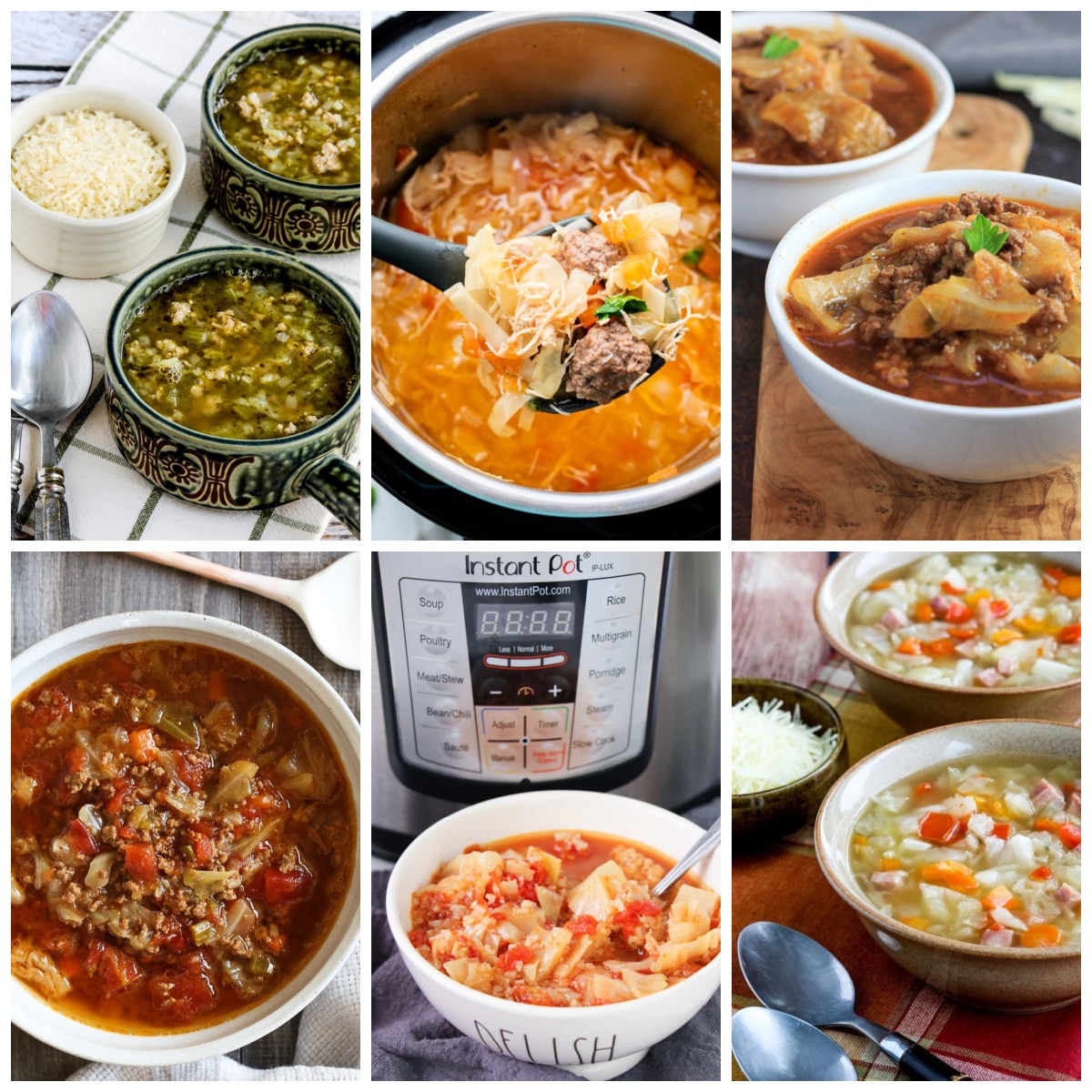 Instant Pot Keto Cabbage Soup collage photo of featured recipes