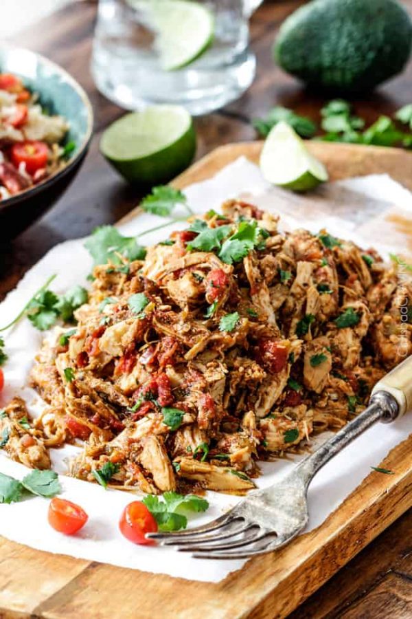 Easy Slow Cooker Shredded Mexican Chicken from Carlsbad Cravings