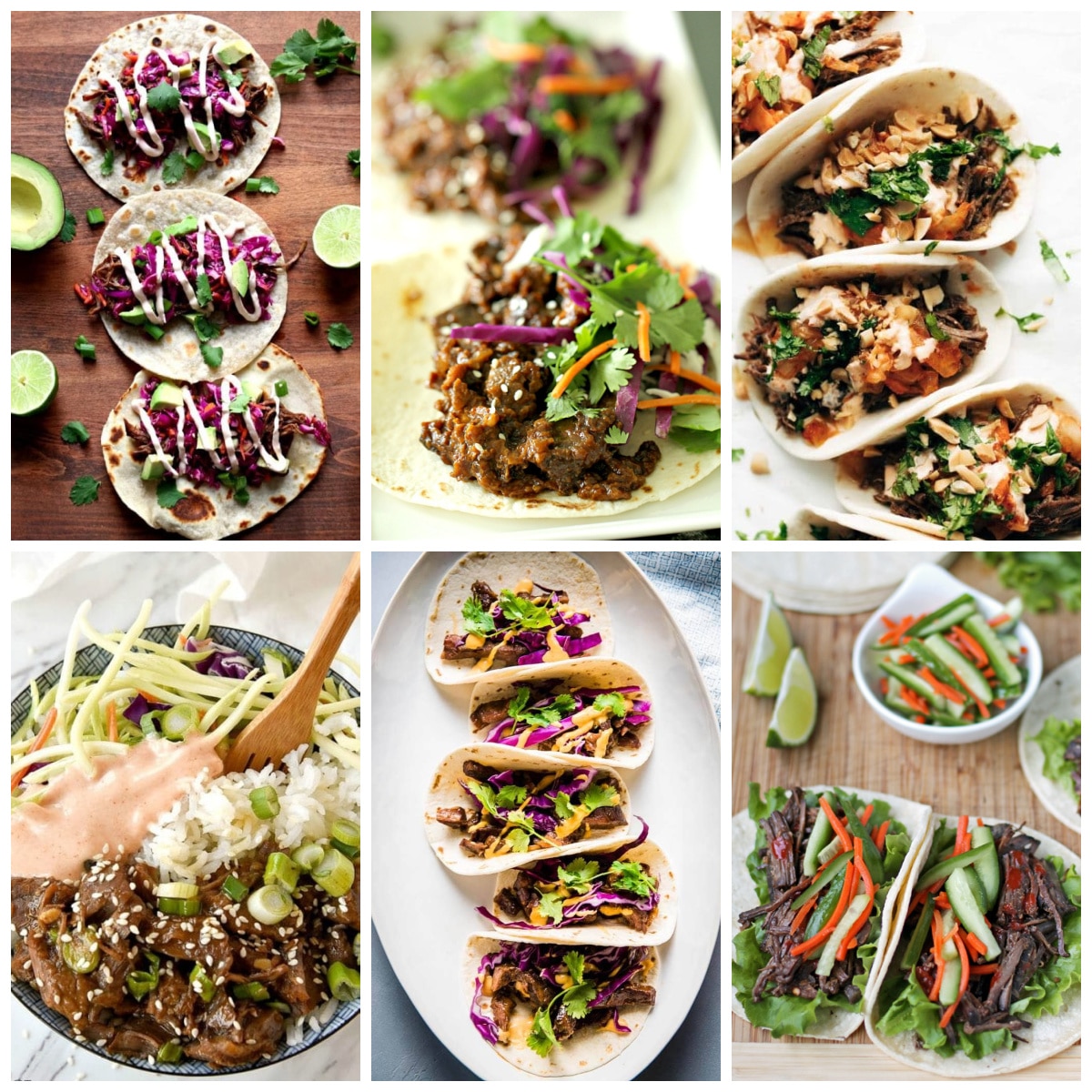 Slow Cooker or Instant Pot Korean Tacos collage of featured recipes