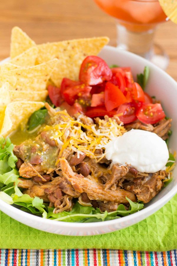 Crockpot Pork Burrito Bowls from The Weary Chef