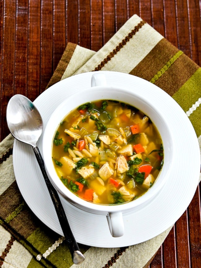 Slow Cooker Turkey Soup with Spinach and Lemon from Kalyn's Kitchen