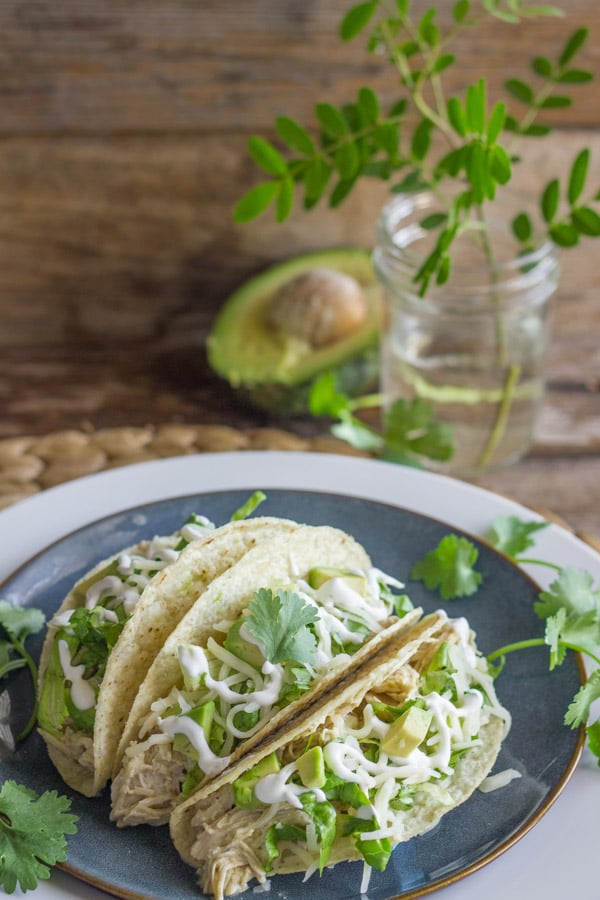 Easy Creamy CrockPot Salsa Verde Chicken from Lovely Little Kitchen