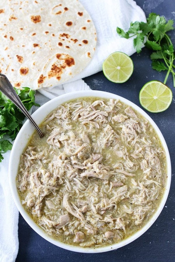 4-Ingredient Instant Pot Chicken Chile Verde from Two Peas and Their Pod