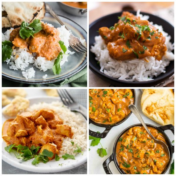 Slow Cooker and Instant Pot Butter Chicken Recipes top photo collage