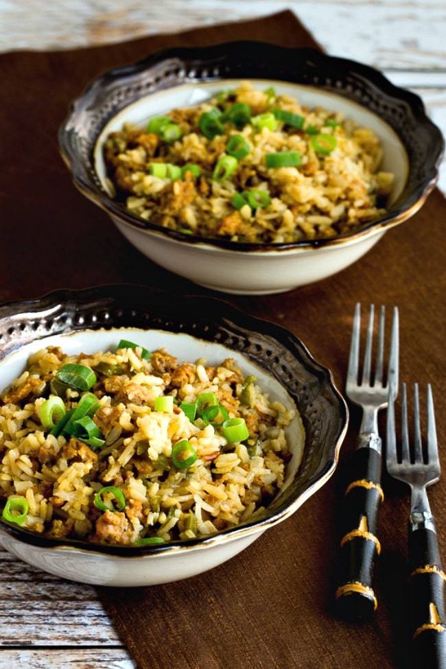 Slow Cooker Spicy Brown Rice with Sausage and Peppers from Kalyn's Kitchen