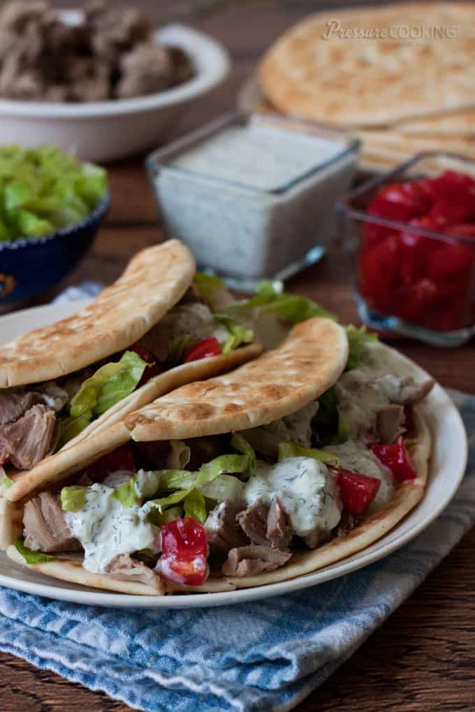 Pressure Cooker Greek Tacos from Pressure Cooking Today