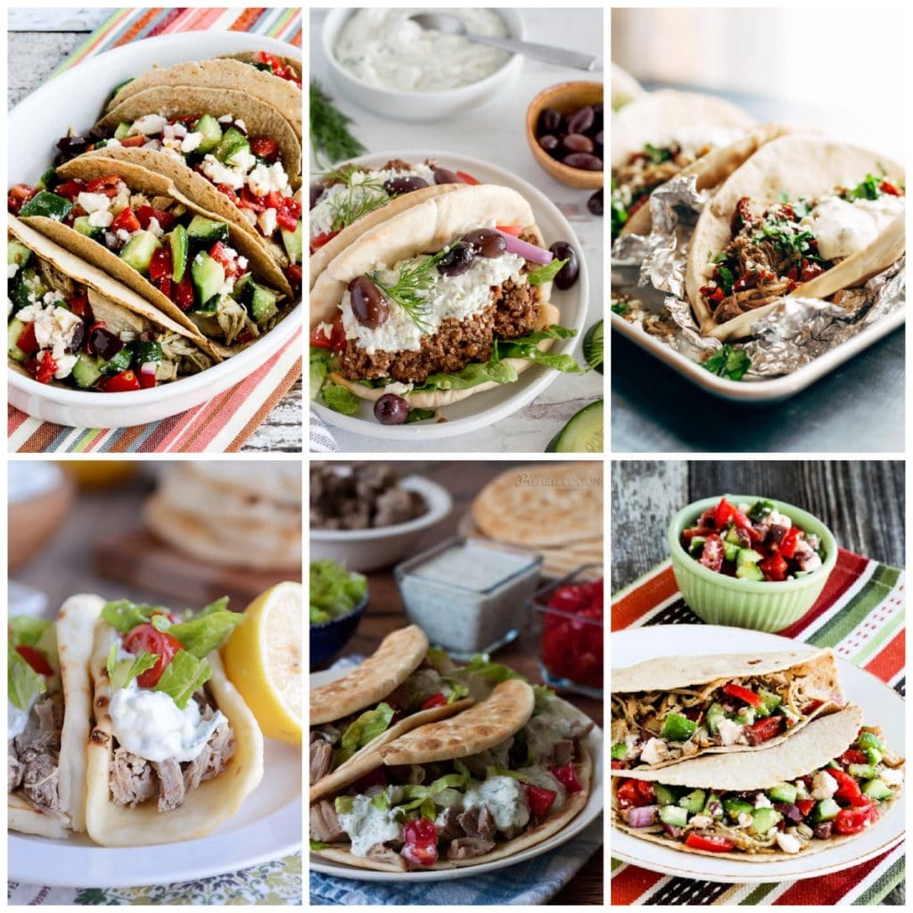 Slow Cooker or Instant Pot Greek Tacos collage of featured recipes