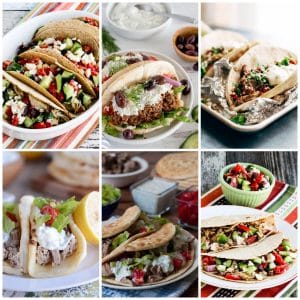Slow Cooker or Instant Pot Greek Tacos collage of featured recipes