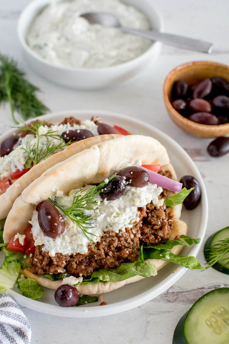 Instant Pot Greek Beef Tacos from Pressure Cooking Today