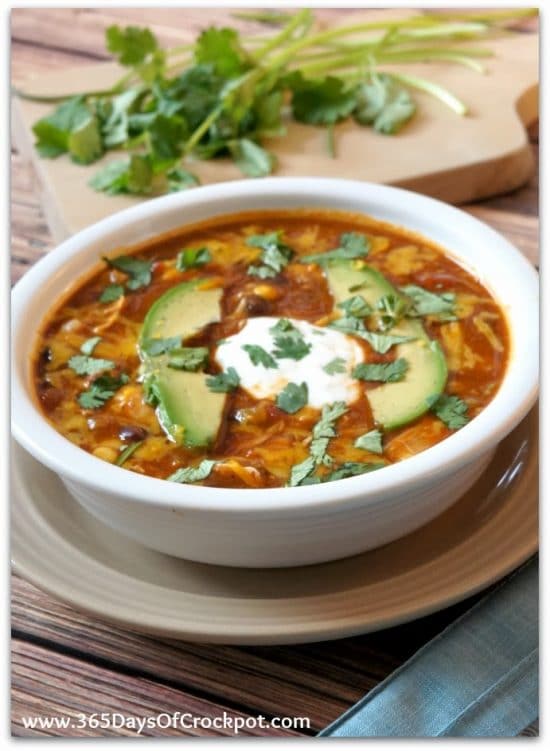 Instant Pot or Slow Cooker Enchilada Soup from 365 Days of Slow + Pressure Cooking