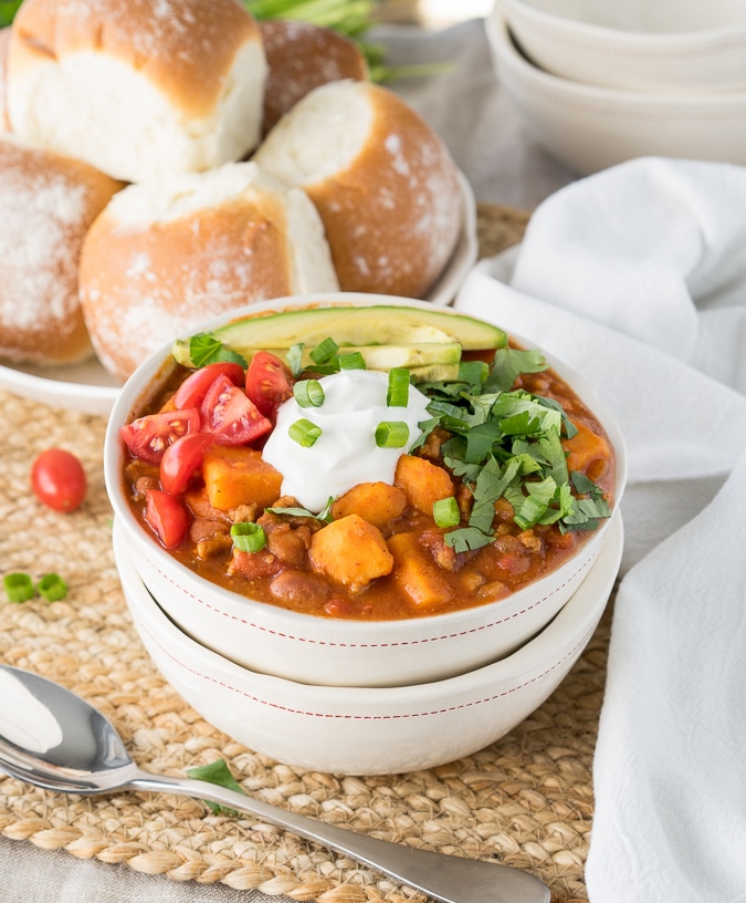 Slow Cooker Sweet Potato Turkey Chili from I Wash You Dry