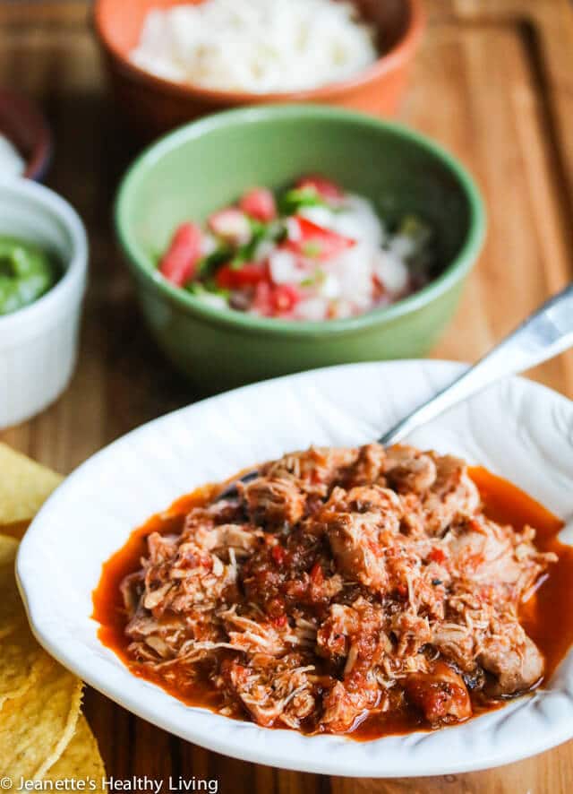 Slow Cooker Chicken Tinga Tacos from Jeanette's Healthy Living